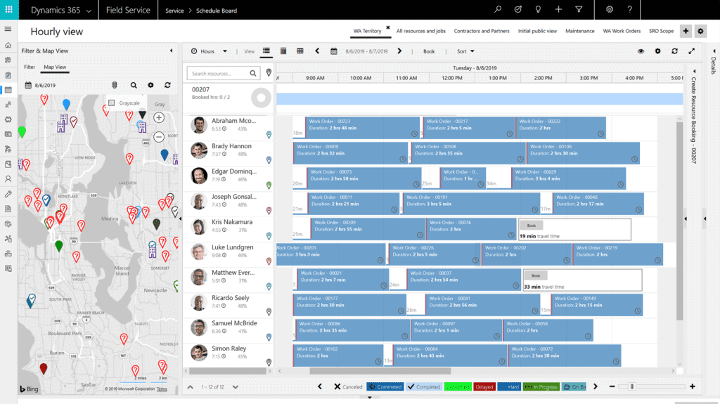 Dynamics 365 Field Service Schedule Dashboard